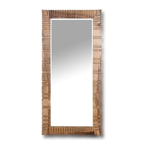 Pemberly Row Modern / Contemporary 80x37&quot Wood Floor Mirror in Brown