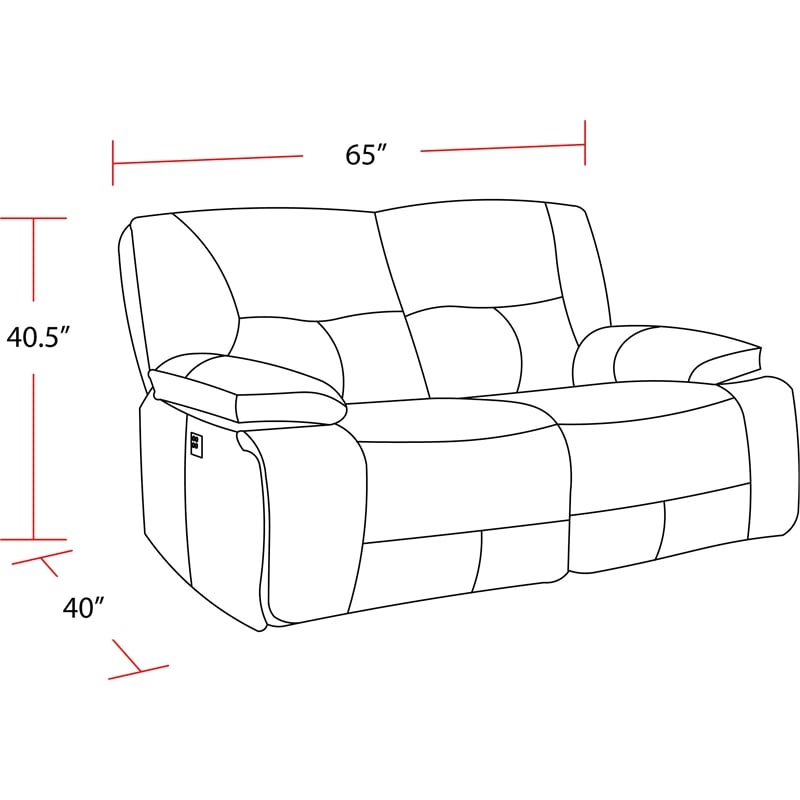 Pemberly Row Contemporary Fabric Power Loveseat in Oyster Fossil Beige