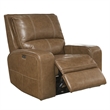 Pemberly Row Contemporary Leather Power Recliner in Bourbon Brown Finish