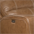 Pemberly Row Contemporary Leather Power Recliner in Bourbon Brown Finish