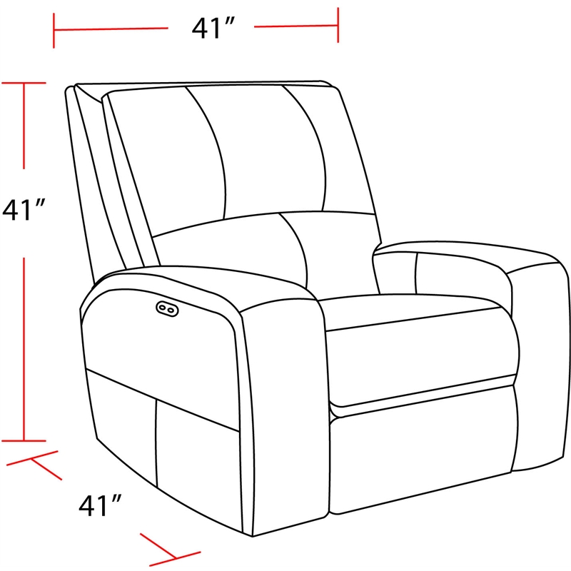 Pemberly Row Contemporary Leather Power Recliner in Bourbon Brown Finish