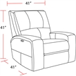 Pemberly Row Contemporary Leather Power Recliner in Bourbon Brown Finish