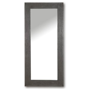 Pemberly Row Modern Transitional Wood Floor Mirror in Gray Finish