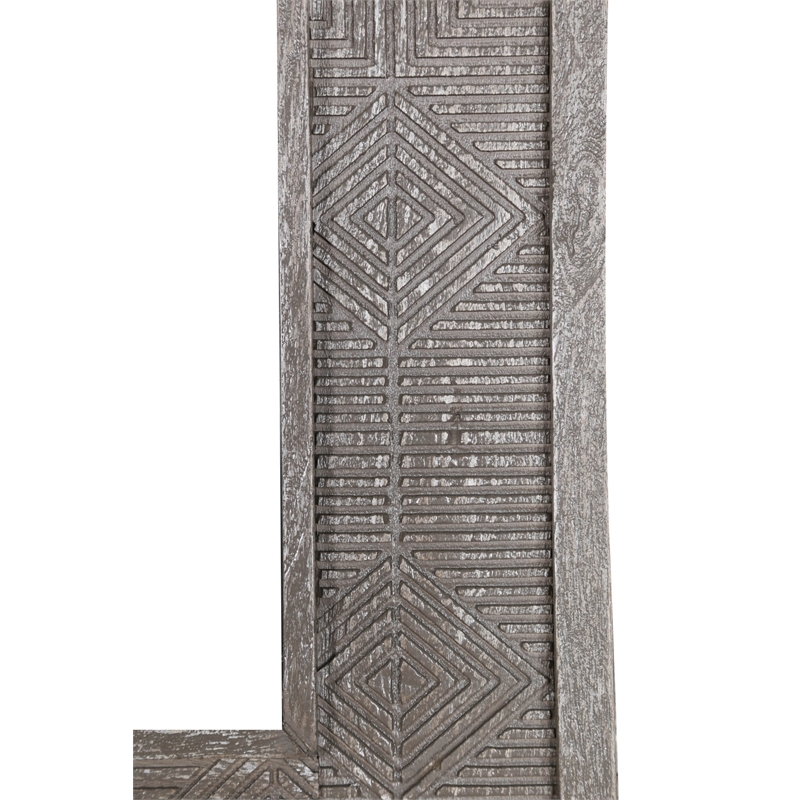 Pemberly Row Modern Transitional Wood Wall Mirror in Gray Finish