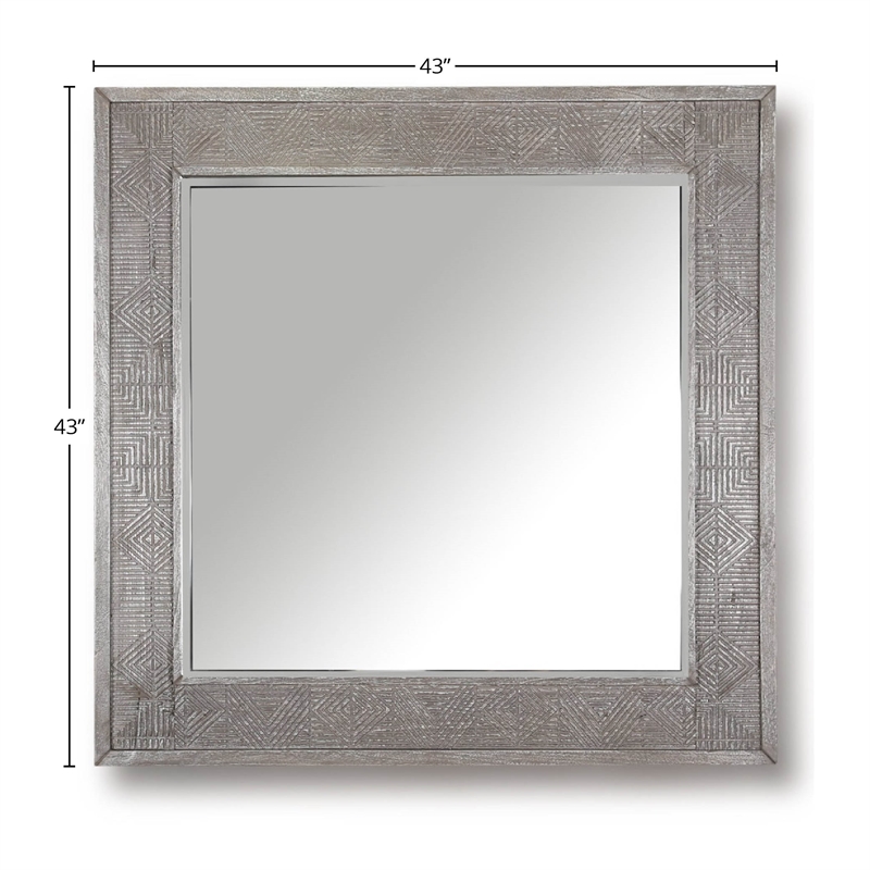 Pemberly Row Modern Transitional Wood Wall Mirror in Gray Finish
