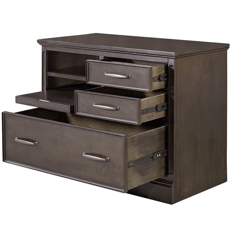 Pemberly Row Modern Farmhouse Wood Functional File in Brown Finish