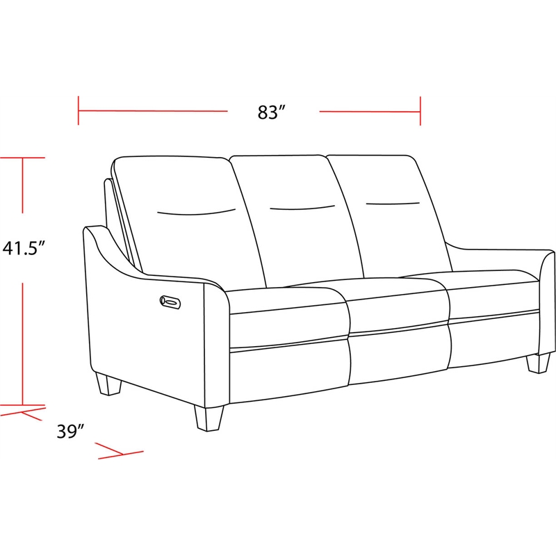 Pemberly Row Contemporary Gray Fabric Power Reclining Cordless Sofa