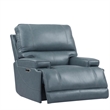 Pemberly Row Contemporary Leather Power Cordless Recliner in Azure Blue