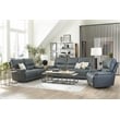 Pemberly Row Contemporary Leather Power Cordless Loveseat in Azure Blue