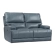 Pemberly Row Contemporary Leather Power Cordless Loveseat in Azure Blue