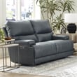 Pemberly Row Contemporary Leather Power Cordless Loveseat in Azure Blue