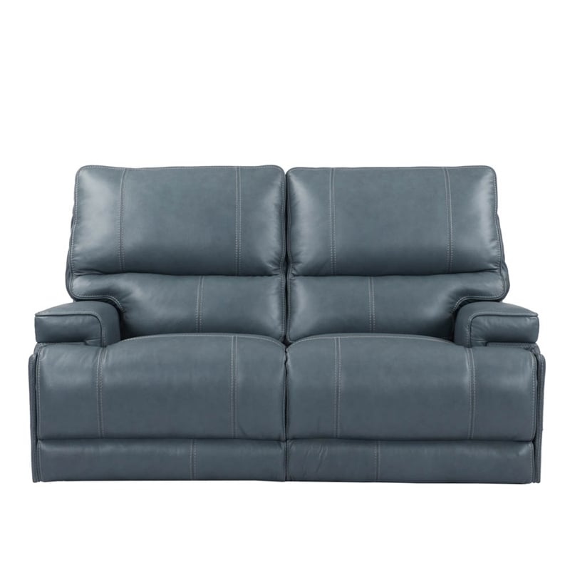 Pemberly Row Contemporary Leather Power Cordless Loveseat in Azure Blue