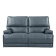 Pemberly Row Contemporary Leather Power Cordless Loveseat in Azure Blue