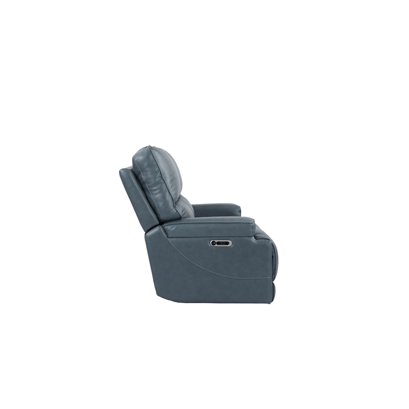 Pemberly Row Contemporary Leather Power Cordless Loveseat in Azure Blue