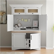 Pemberly Row Contemporary Wood Workstation with LED Light in White
