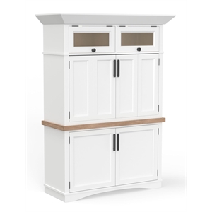 Pemberly Row Contemporary Wood Workstation with LED Light in White