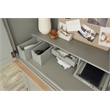 Pemberly Row Contemporary Wood Workstation with LED Light in Gray