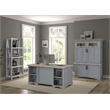 Pemberly Row Contemporary Wood Workstation with LED Light in Gray