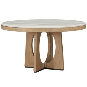Pemberly Row Traditional Wood Round Dining Table in Natural Finish