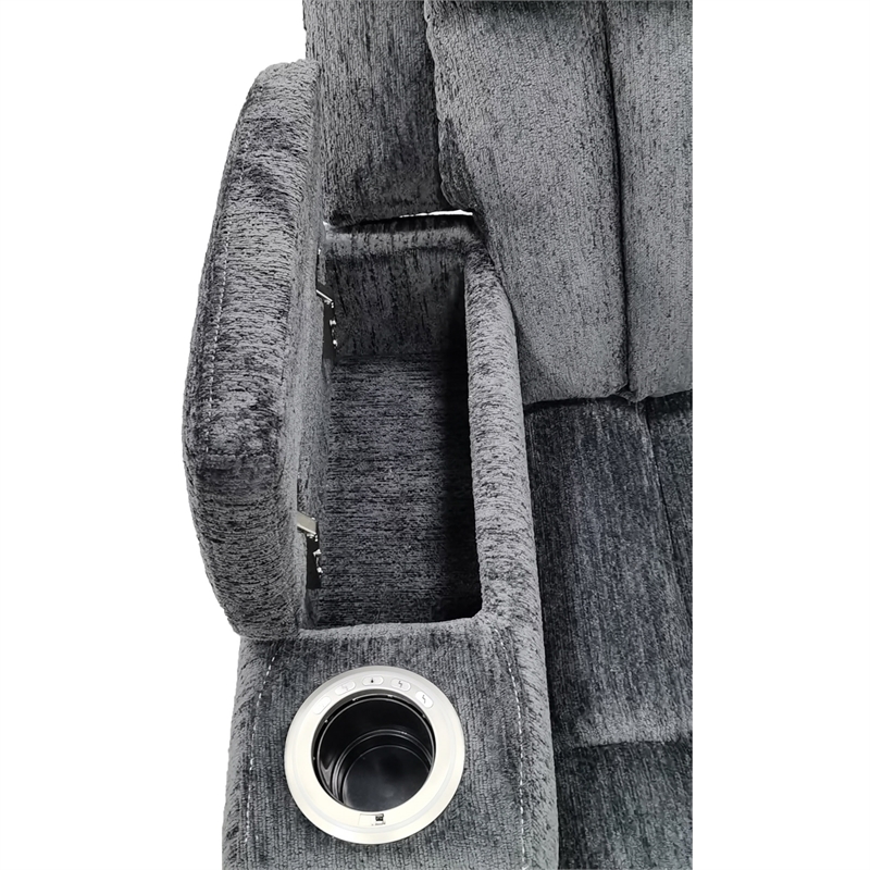 Pemberly Row Contemporary Fabric Reclining Sectional in Charcoal