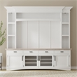 Pemberly Row Contemporary Wood TV Console with Hutch Back Panel in Gray