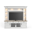 Pemberly Row Contemporary Wood TV Console with Hutch Back Panel in Gray