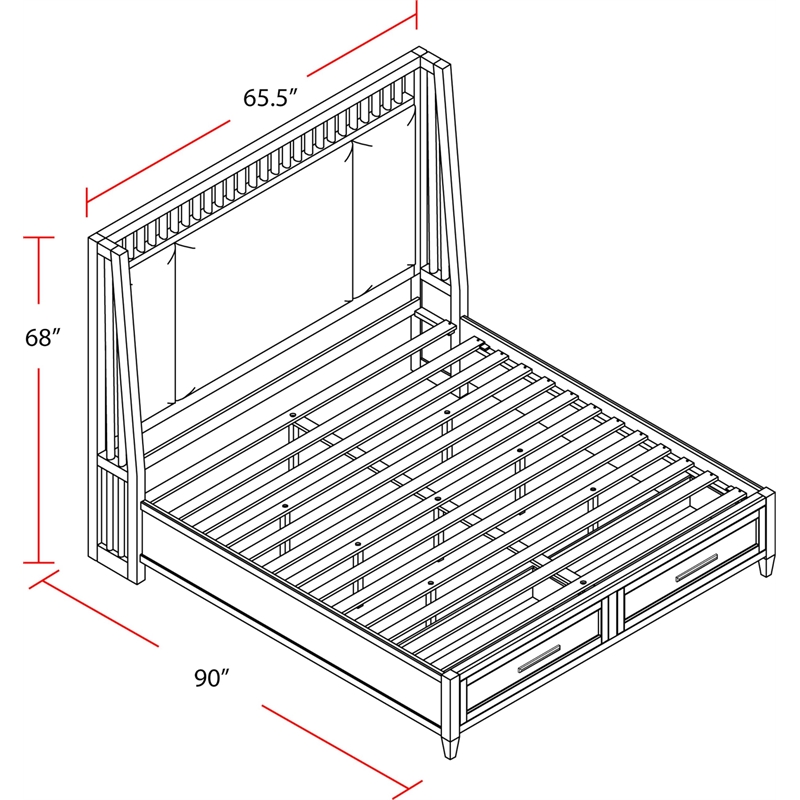 Pemberly Row Traditional Wood Queen Shelter Bed in White Finish