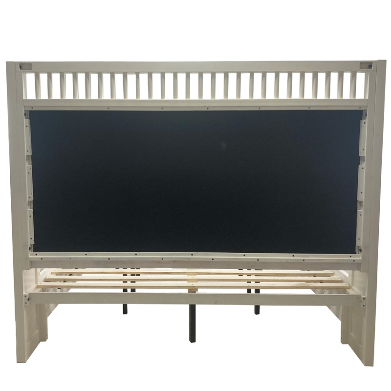 Pemberly Row Traditional Wood King Shelter Bed in White Finish