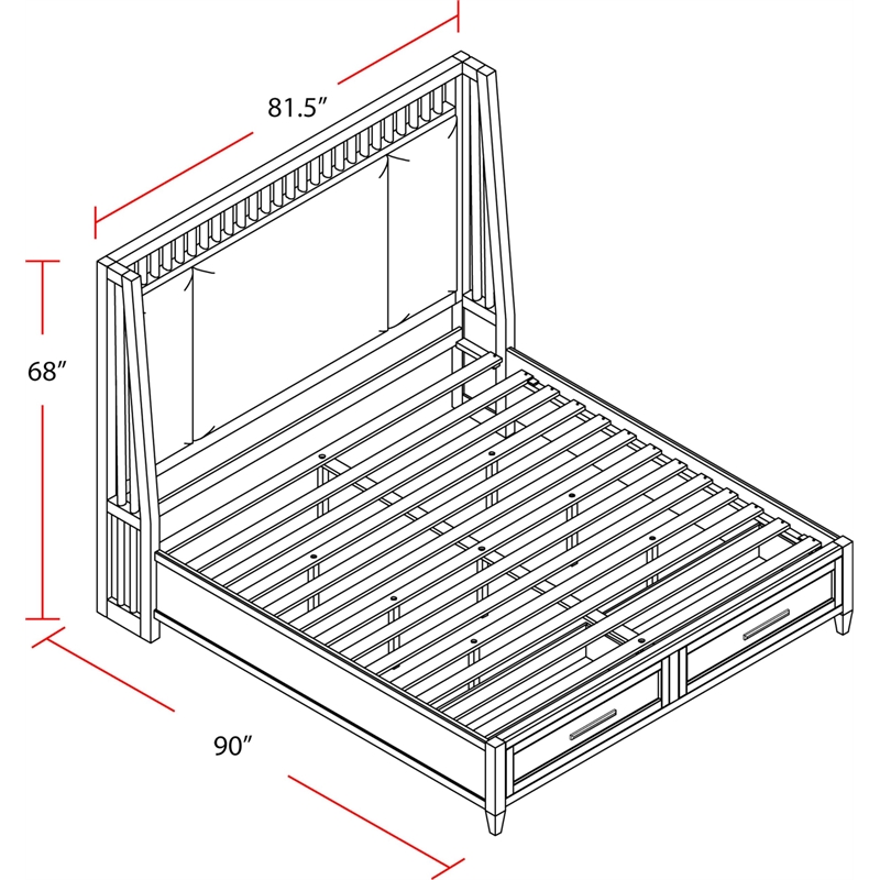 Pemberly Row Traditional Wood King Shelter Bed in White Finish