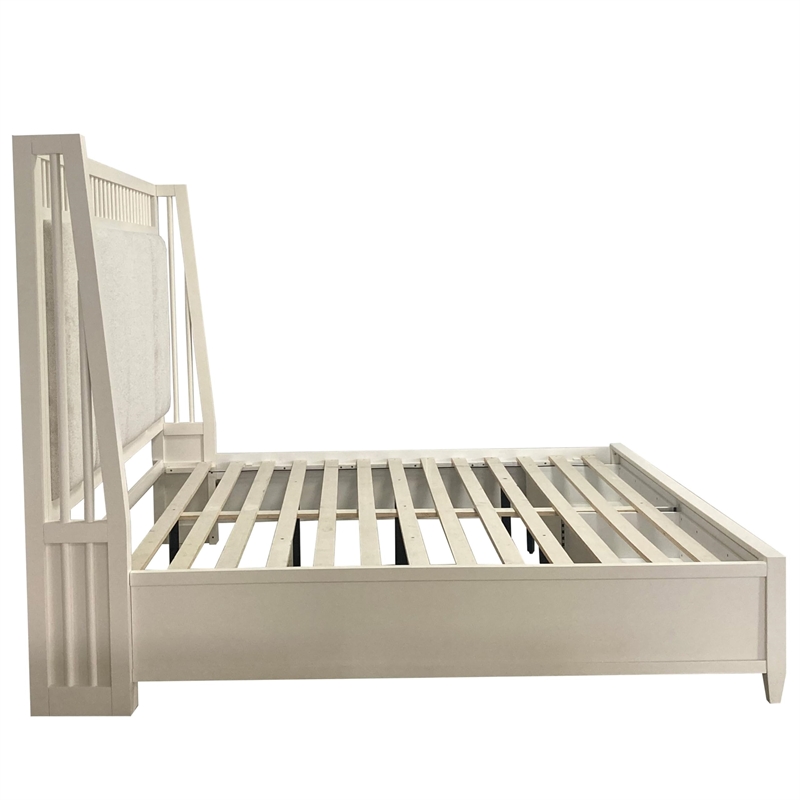 Pemberly Row Traditional Wood King Shelter Bed in White Finish