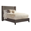 Pemberly Row Traditional Fabric Queen Bed in Charcoal Finish