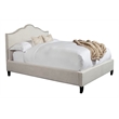 Pemberly Row Traditional Fabric Queen Bed in Flour Beige Finish