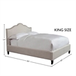 Pemberly Row Traditional Fabric King Bed in Flour Beige Finish