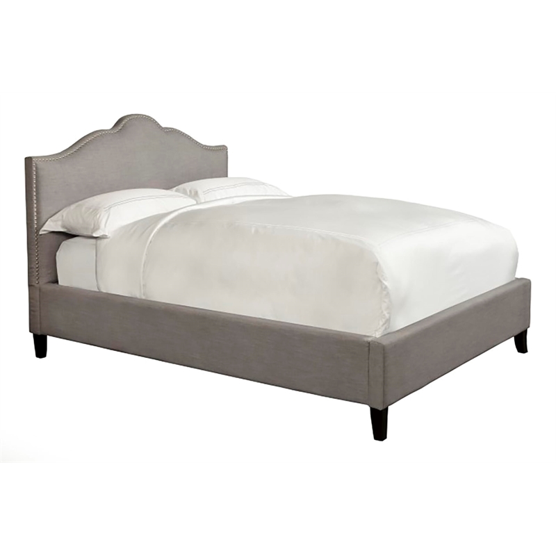 Pemberly Row Traditional Fabric California King Bed in Gray Finish