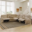 Pemberly Row Contemporary Fabric Reclining Sectional in Beige