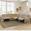 Pemberly Row Contemporary Fabric Reclining Sectional in Beige
