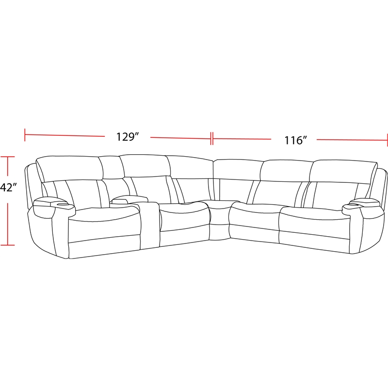 Pemberly Row Contemporary Fabric Reclining Sectional in Beige