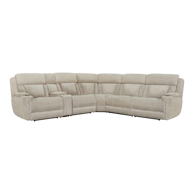 Pemberly Row Contemporary Fabric Reclining Sectional in Beige