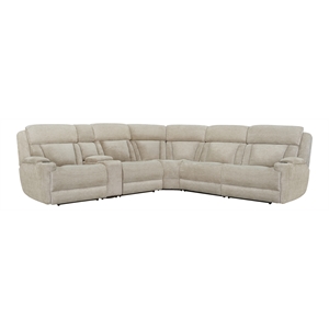 Pemberly Row Contemporary Fabric Reclining Sectional in Beige