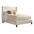 Pemberly Row Modern Traditional Fabric King Bed in Ivory Finish