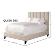 Pemberly Row Traditional Chenille Queen Bed in Dune Beige Finish