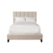 Pemberly Row Traditional Chenille Queen Bed in Dune Beige Finish