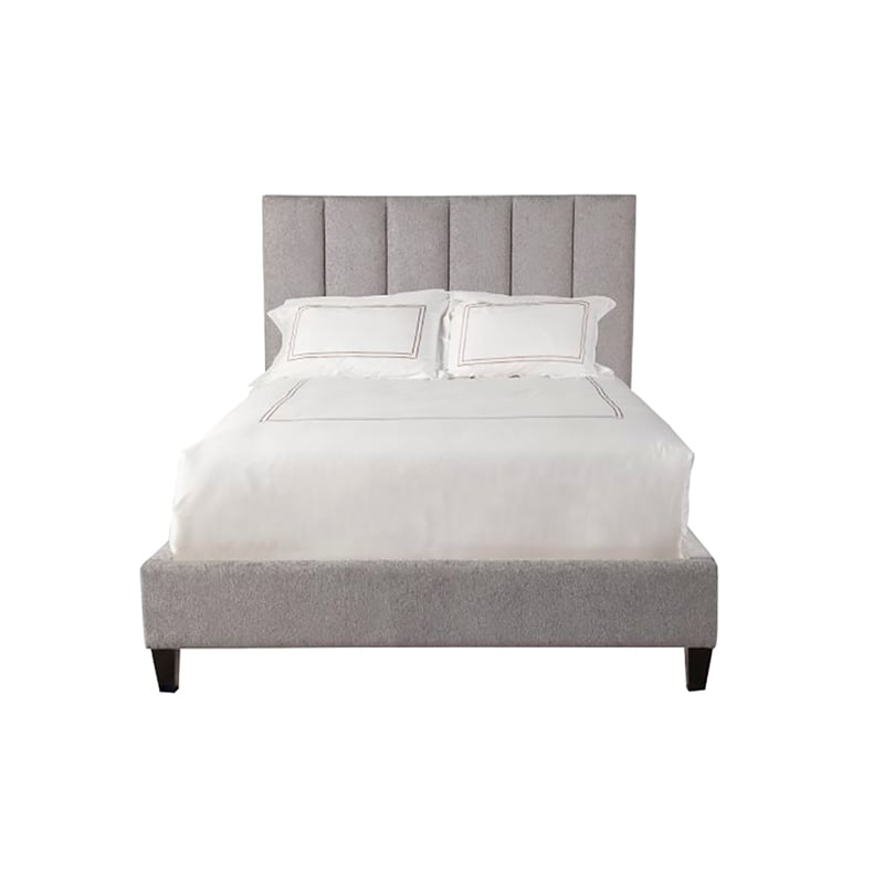 Pemberly Row Traditional Chenille Queen Bed in Stream Gray Finish