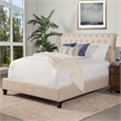 Pemberly Row Traditional Fabric Queen Bed in Downy Tan Finish