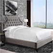 Pemberly Row Traditional Velvet Fabric Cal King Bed in Gray Finish
