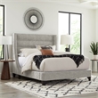Pemberly Row Traditional Fabric King Bed in Luxe Light Gray Finish