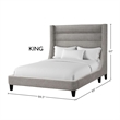 Pemberly Row Traditional Fabric King Bed in Luxe Light Gray Finish