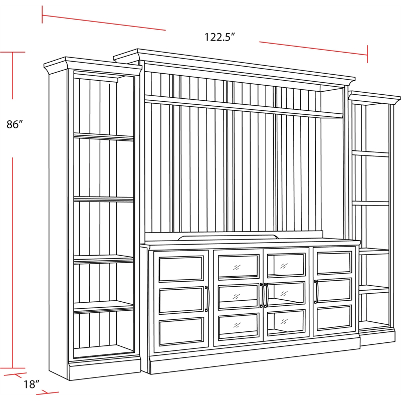 Pemberly Row Farmhouse Wood Entertainment Wall in White Finish