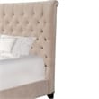 Pemberly Row Traditional Velvet Queen Bed in Meringue Tan Finish