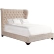 Pemberly Row Traditional Velvet Queen Bed in Meringue Tan Finish